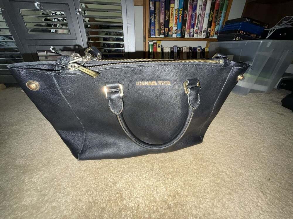 Michael Kors Saffiano Leather Black Satchel Handbag